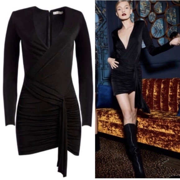 Alice + Olivia Dresses & Skirts - NWOT Alice + Olivia Kyra Black Mini Dress Drapey Ruched Whimsygoth Womens 12